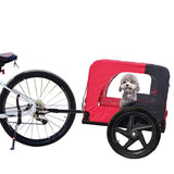 Bicycle trailer for pets outdoor foldable red color dog trailer with reflectors and safty flag W136456073