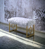 Bagley II White Faux Fur & Gold Finish Bench B2726P278575