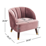 Upholstered Barrel Accent Chair With Wooden Legs N768P175907B
