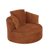 Compressible Corduroy Round Chair with Cushioned Backrest - Modern Comfort Seating for Living W2339P323623