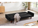 Black Convertible Double Folding Room Sofa Bed, PU Leather, Tufted Buttons, Suitable for 97825531