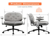 Cross Legged Chair with Flip-up Armrests, Cross Legged Office with Wheels, Comfy Swivel 90992732