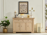 Farmhouse Style Kitchen Storage Cabinet, Large Wall Cabinet with Drawers and Doors in Roman Column W2393P300542