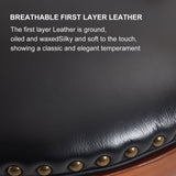 Seat height 29.5'' Cow top Leather Wooden Bar Stools, 360 Degree Swivel Bar Height Chair with Backs W2195P268321