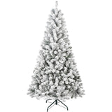 Artificial 5ft Flocked Christmas Tree with 407 PVC Branch Tips, Round head, Foldable Base for Indoor 55068094