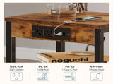 15.7" Small Side Table with Charging Station, End Table with Outlets & USB Ports, 3-Tier Adjustable 32843490