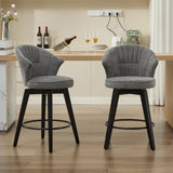 008-Wing Back Swivel Bar Stools Set of 2 - 25" Counter Height Adjustable Stools with Solid Wood Legs W2636P239834