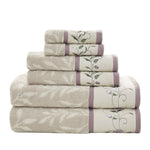 ZUN Embroidered Cotton Jacquard 6 Piece Towel Set B03598777