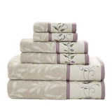 ZUN Embroidered Cotton Jacquard 6 Piece Towel Set B03598777