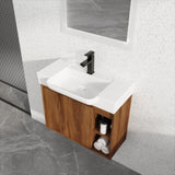 28'' Wall-Mounted Bathroom Vanity with White Ceramic Sink & Soft-Close Door, KD-Packing W999P263409