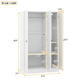 ZUN 3-Door Shutter Wardrobe with shelves, White 12419449