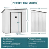 ZUN 4 x 6 Ft Outdoor Storage Shed, Patio Steel Metal Shed w/Lockable Sliding Doors, Vents, House for W2181P156873