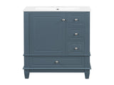 24" Bathroom Vanity with Sink Drawers, Gray Blue Freestanding Vanity Cabinet with Ceramic Top 93166940