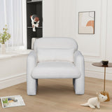 Stylish and Minimalist Teddy Fleece Single Sofa Chair with Arms and Pillow, Armchair, Accent Chair W1716P196469