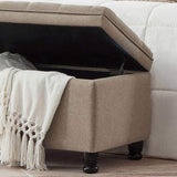 Upholstered tufted button storage bench ,Linen fabric entry bench with spindle wooden legs, Bed W2186P151306