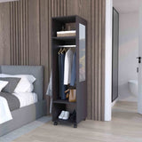 Cluster 63" Tall Wardrove with Mirror, Three Shelves, Casters and Hanging Rod, Armoire, Bedroom B070P210735