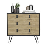 Dresser 29" H, 3-Drawer organiser, Modern Chest of Drawers with Hairpin Legs and Metal Accents, B097P167471