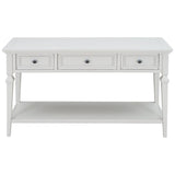 ZUN Classic Retro Style Console Table with Three Top Drawers and Open Style Bottom Shelf, Easy Assembly 87021616