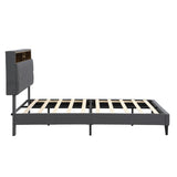 Queen-Size Upholstered Platform Bed Frame with a Modern Button-Tufted Linen Fabric Headboard,USB W311P285482