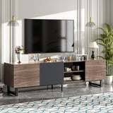 ZUN Modern TV with 3 Cabinets& Open Shelves, Color-matching Media Console Table for TVs up to 80'', N710P174923P