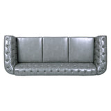 ZUN 84.65" Rolled Arm Chesterfield 3 Seater Sofa. W68061169