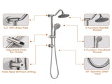 Brushed Nickel 6 Inch Rain Shower Head with Handheld Shower Head Bathroom Rain Shower System W121956007