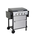 ZUN 4-Burner Propane Gas BBQ Grill, SS Plancha, 49200BTU Output With Wire Enamel Cooking Grids For W2938P208389