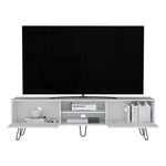 ZUN Vassel TV Stand, Entertainment Unit with Hinged Drawers and Hairpin Legs B200P173211