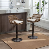 COOLMORE Modern Swivel Bar Stools Set of 2 Adjustable Counter Height Chairs with Footrest for W39594819
