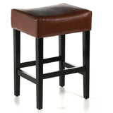 Set of 2, 26.75" Backless Leather Counter Height Barstool, Brown 74492.00HZLNT