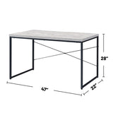 Faux Concrete Top Rectangular Writing Desk, Antique White and Black B016P311345
