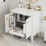 30" Bathroom Vanity with Sink, Two Doors with Shelf, Soft Close Door Hinges, Vintage Style, White N759P226000K