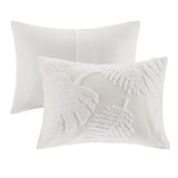 3 Piece Tufted Cotton Chenille Palm Comforter Set Off-White King/Cal King B03597113