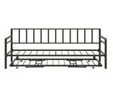 Twin Daybed with RGB LED Lights & Charging Station, Height Adjustable Day Bed Frame with Trundle, W2129P417631