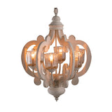 Farmhouse Chandelier, 6-Light Wood Chandelier Pendant Light Fixture with Adjustable Chain for Dining W2078137921