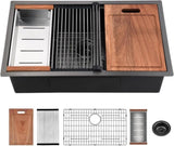 32 Gunmetal Black Workstation Kitchen Sink-32 x 19 Inch 16 Gauge Stainless Steel W1386P324794