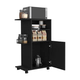 Clip Kitchen Cart, Single Door Cabinet, Four Casters -Black B07091839