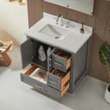 Fully Assembled 36'' Freestanding Single Sink Bathroom Vanity with 2 Handles Sets W1826P255389