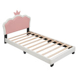 Twin size Upholstered Princess Bed With Crown Headboard,Twin Size Platform Bed with Headboard and N733P180807K