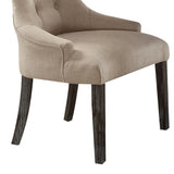Beige and Weathered Espresso Tufted Side Chair B062P215496