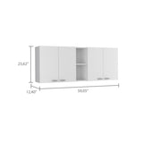 ZUN Portofino 150 Wall Cabinet, Double Door, Two External Shelves, Two Interior Shelves -White B20091979