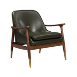 29.2'' Mid-Century Faux Leather Accent Chair with Cushioned Seat, Solid Wood Frame, and Brass-Tipped N767P205863G