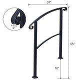 Handrails for Outdoor Steps, Fit 1 or 3 Steps Outdoor Stair Railing, White Wrought Iron Handrail, W465124226
