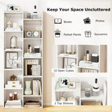 25.5" x 8" x 64" Wooden Bookcase with Anti-Tipping Kits - White 07927877