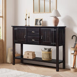 48'' Solid Wood Sideboard Console Table with 2 Drawers and Cabinets and Bottom Shelf, Retro Style W1202P263636