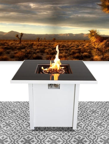 ZUN 30 Inch White Steel Propane/natural Gas Firepit Table B120142358