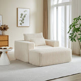 62.5-Inch Corduroy Sponge Sofa Lounge Chair with Removable footrest,No Assembly Required,Fluffy W834P206050