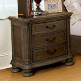 Traditional Rustic Natural Finish Solid wood 1pc Nightstand Bronze Hanging Pull Bedroom Bedside B011P233657