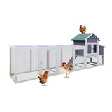 Gray Wooden Chicken Coop Outdoor Hen House with Run, Waterproof Roof & Nesting Box, Rabbit Duck W773P326843