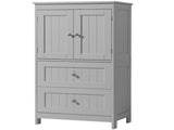 2-Drawer 2-Cabinet-Door Vertical-Grain MDF Painted Bathroom Cabinet 23.62*11.81*43.31in Grey 90972557